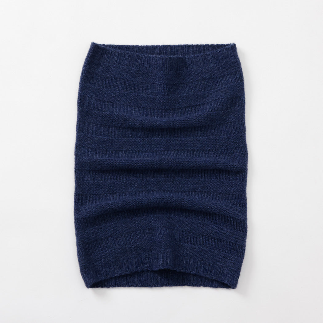 【日本製】カシミヤ100% リンクスボーダー編みネックウォーマー レディース / メンズ