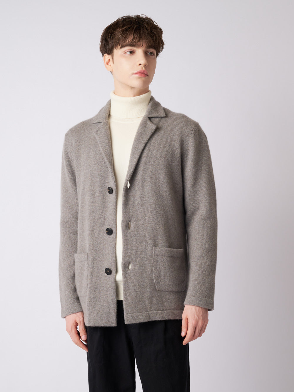 【日本製】カシミヤ100% テーラード ニット ジャケット メンズ