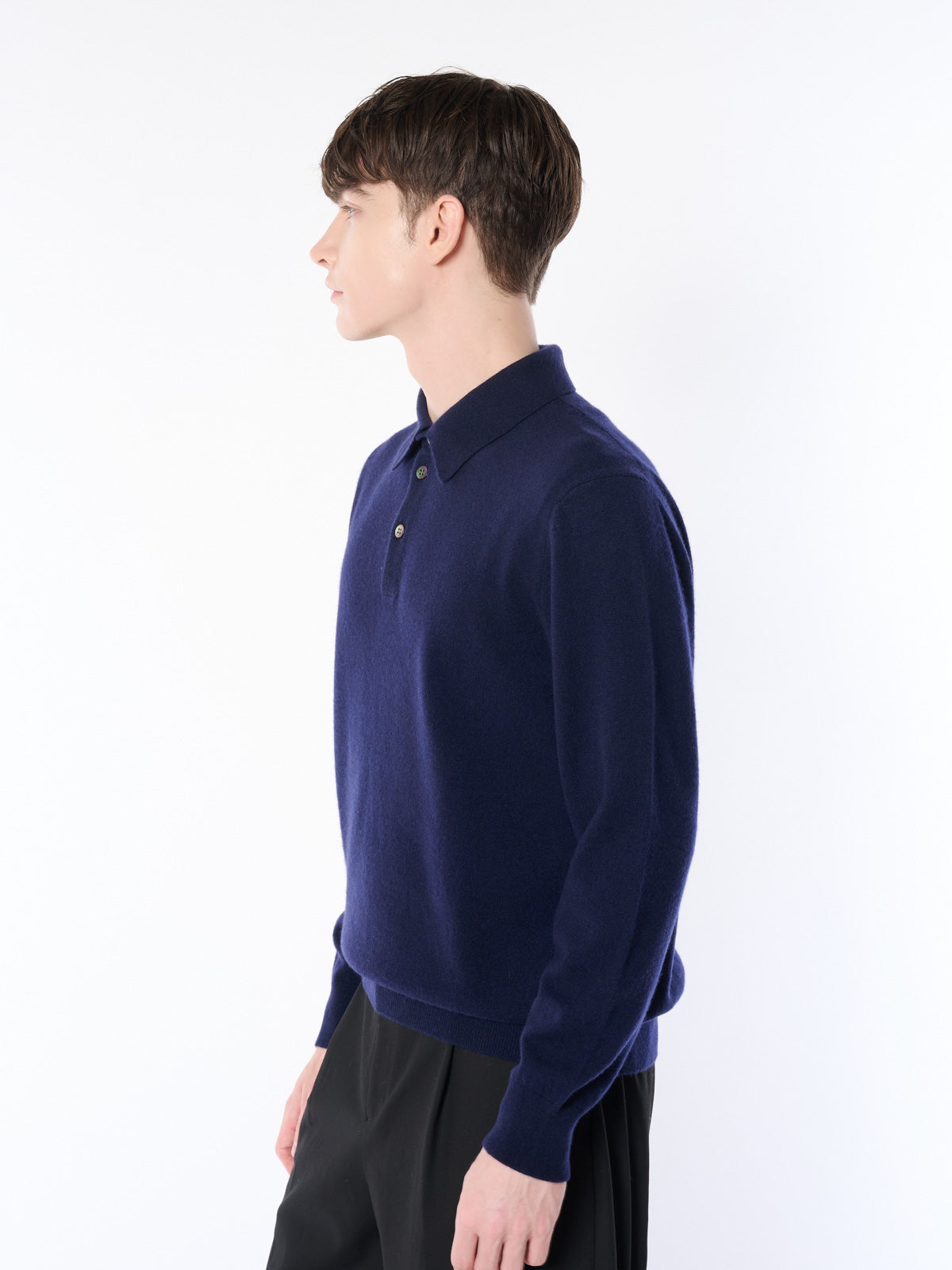 100% cashmere polo collar sweater