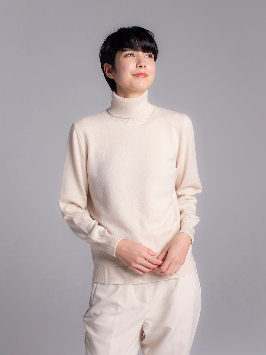 日本製 ベビーカシミヤ100% 高級ニット レディース タートルネック セーター オーダーメイド