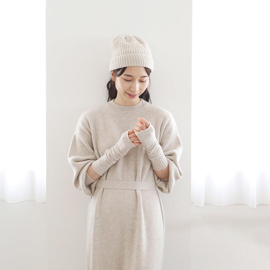 100% cashmere double ridge knit cap [accessory made in Japan