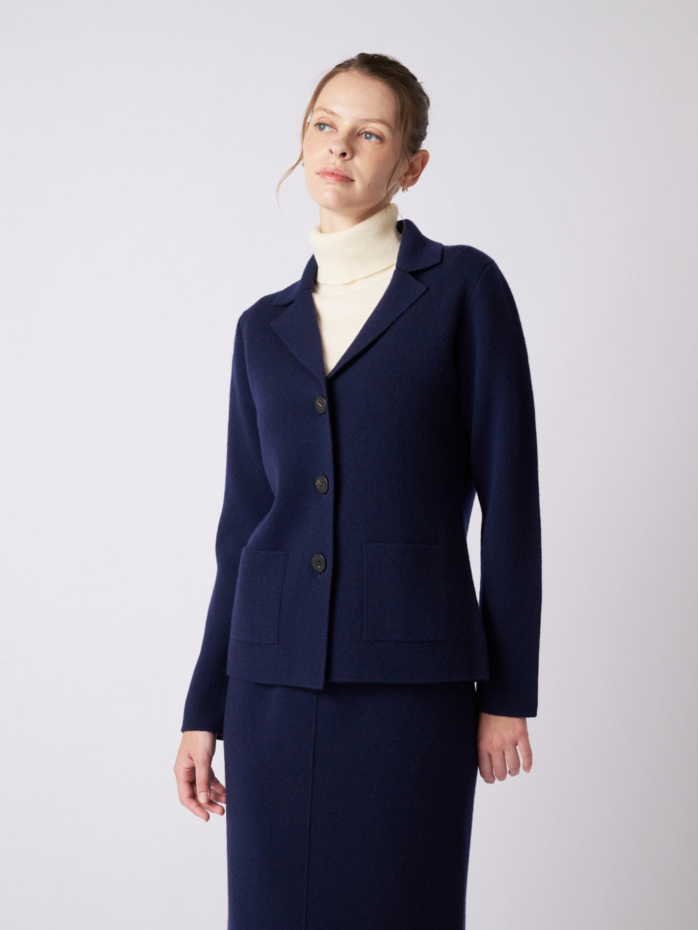 日本製】カシミヤ100% ミラノリブテーラード ニット ジャケット レディース