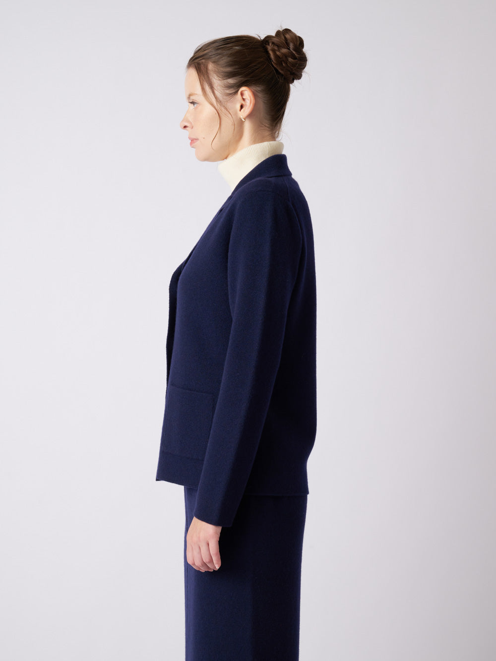 【日本製】カシミヤ100% ミラノリブテーラード ニット ジャケット レディース