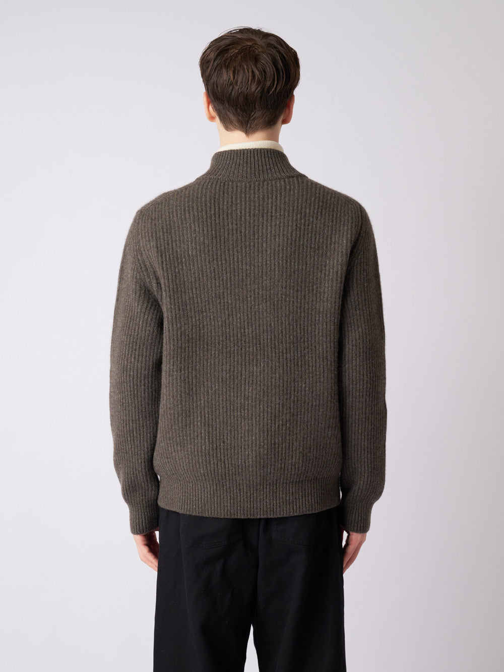 【日本製】カシミヤ100% 両畦編み ジップ ジャケット メンズ