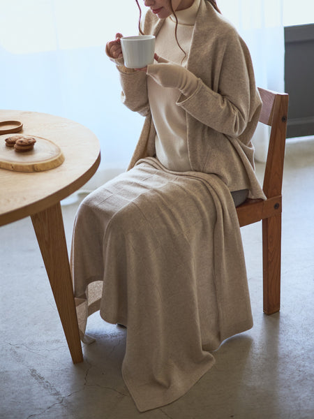 日本製】カシミヤ100% チェック柄 ブランケット（120cm×76cm）レディース