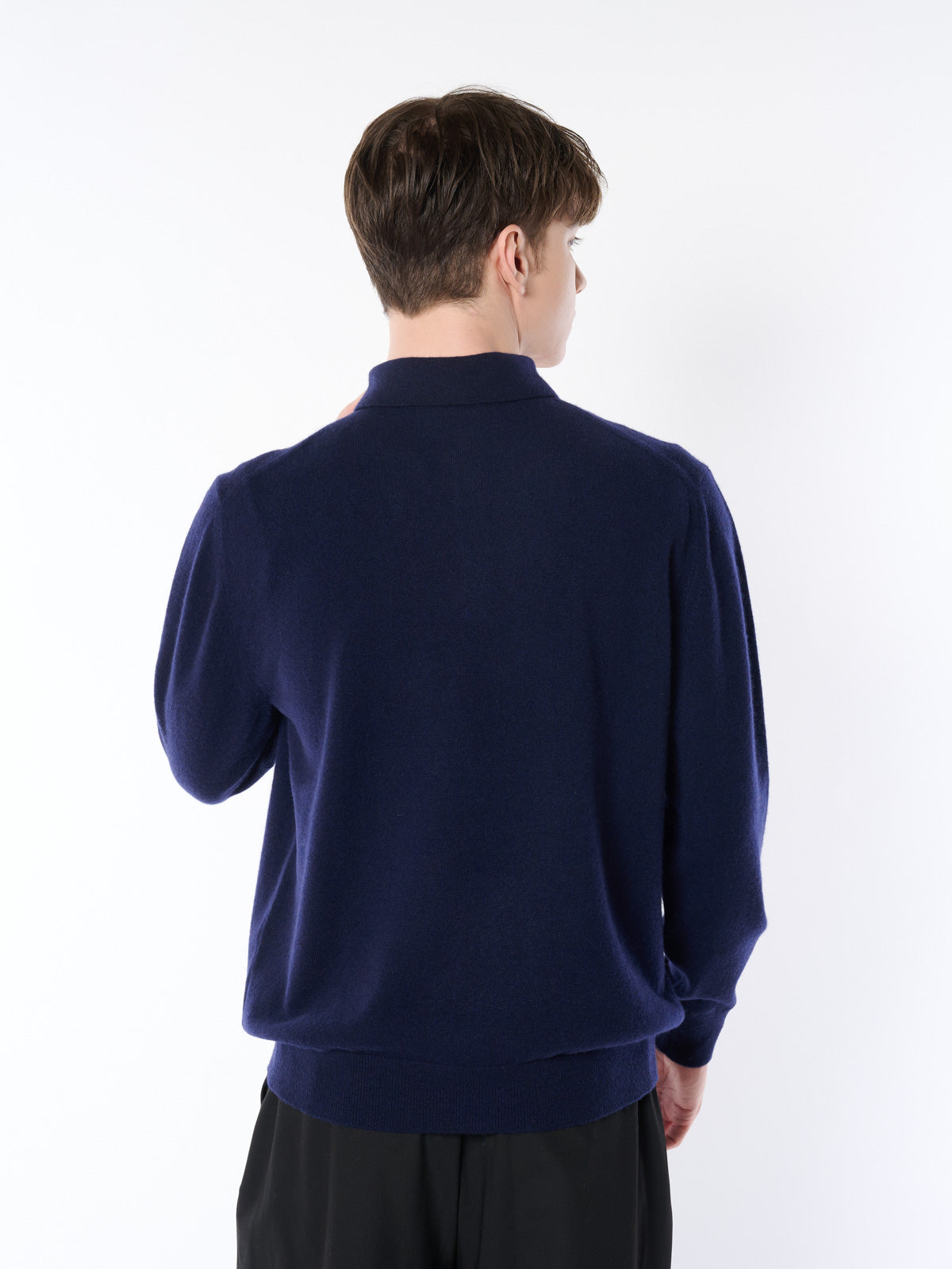 100% cashmere polo collar sweater