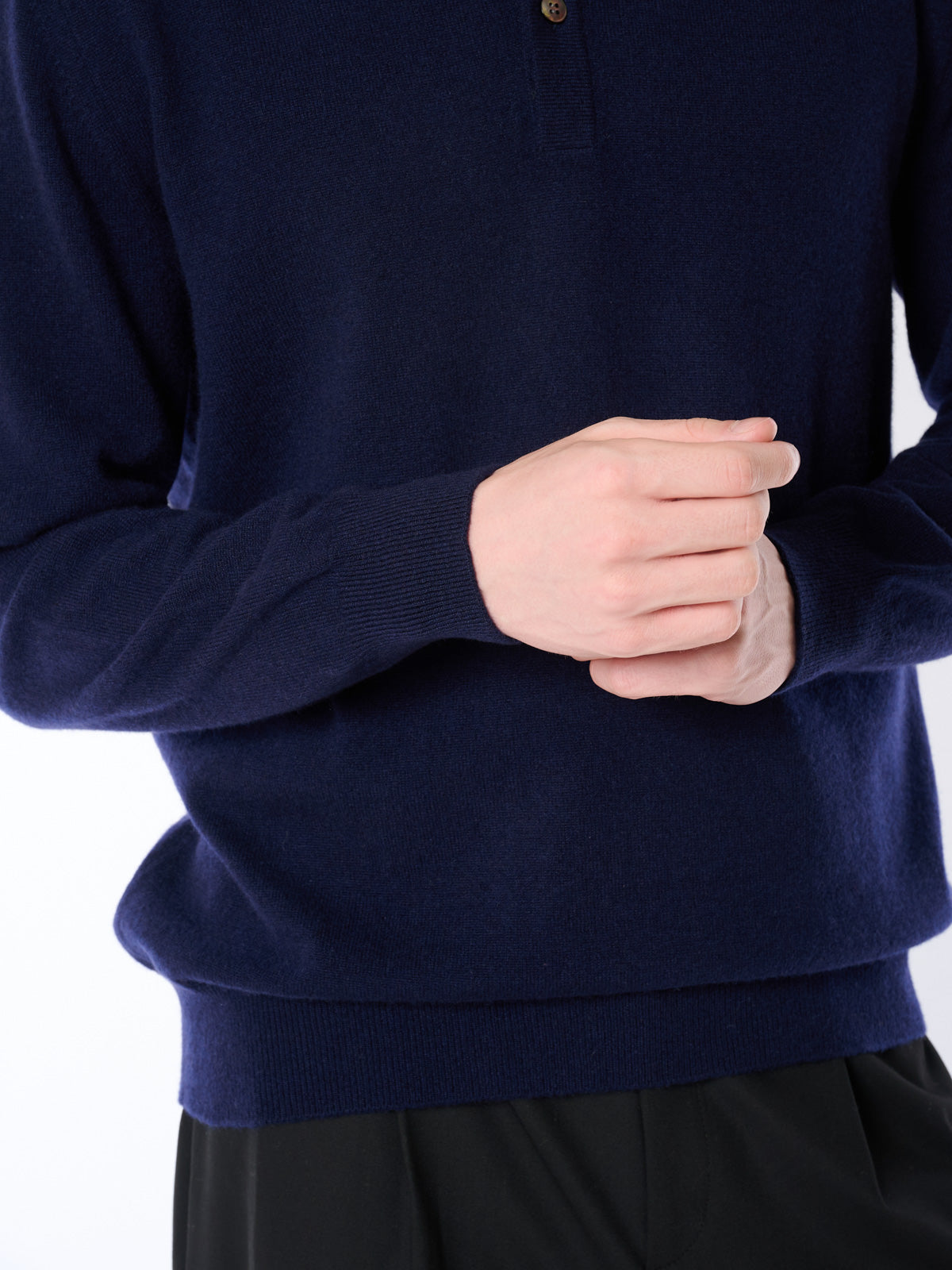 100% cashmere polo collar sweater