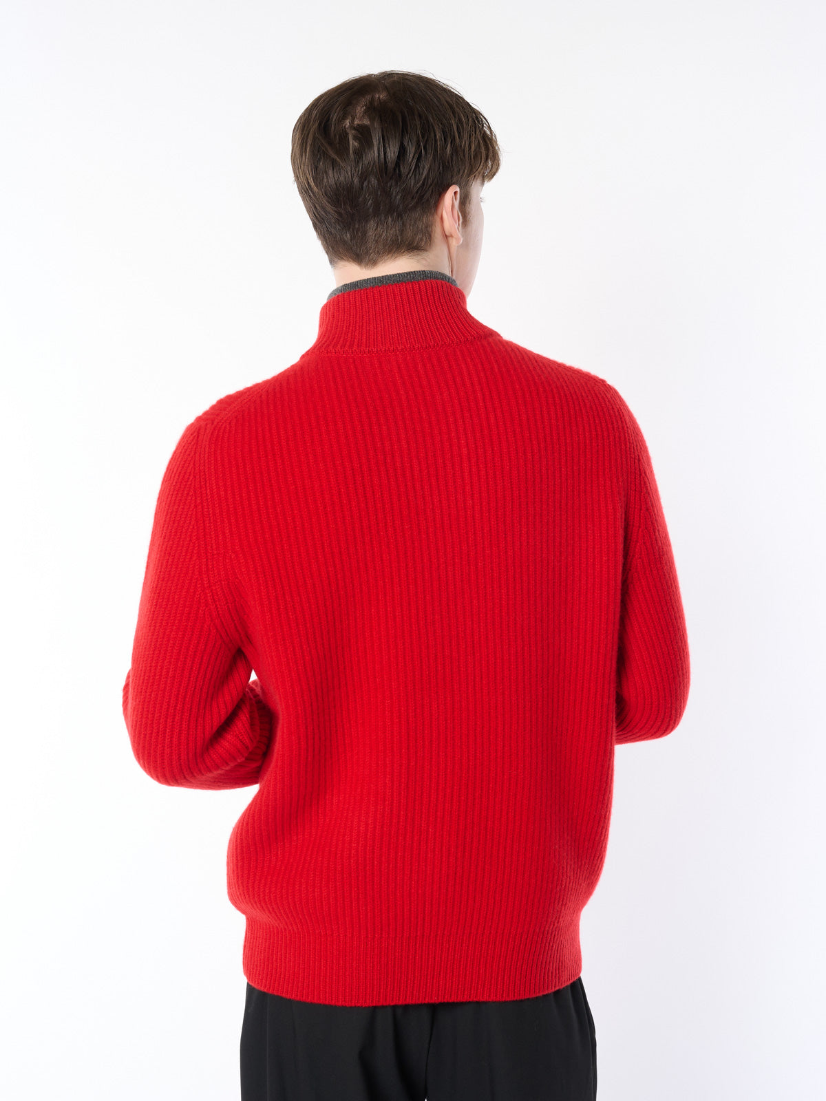 [Made in Japan] 100% Cashmere Double Rib Zip Jacket for Men