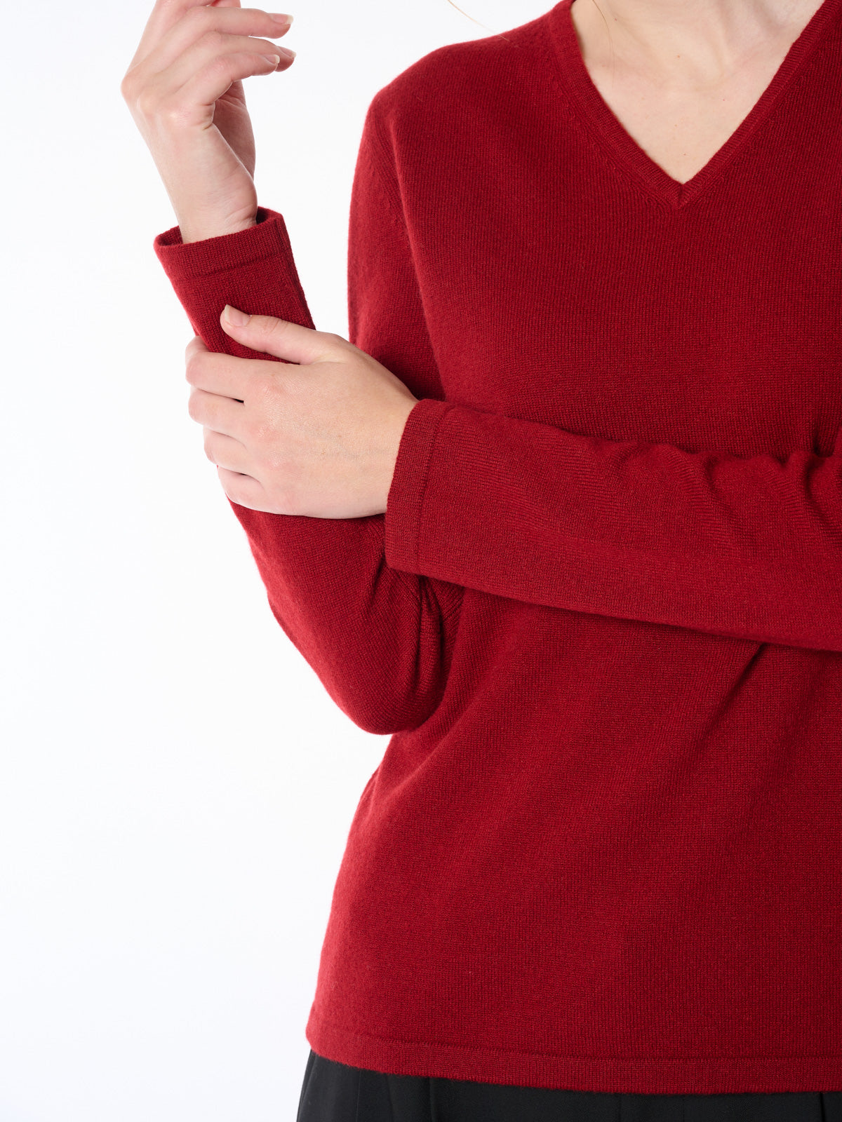 100% cashmere V-neck waist shape sweater bag knitting type