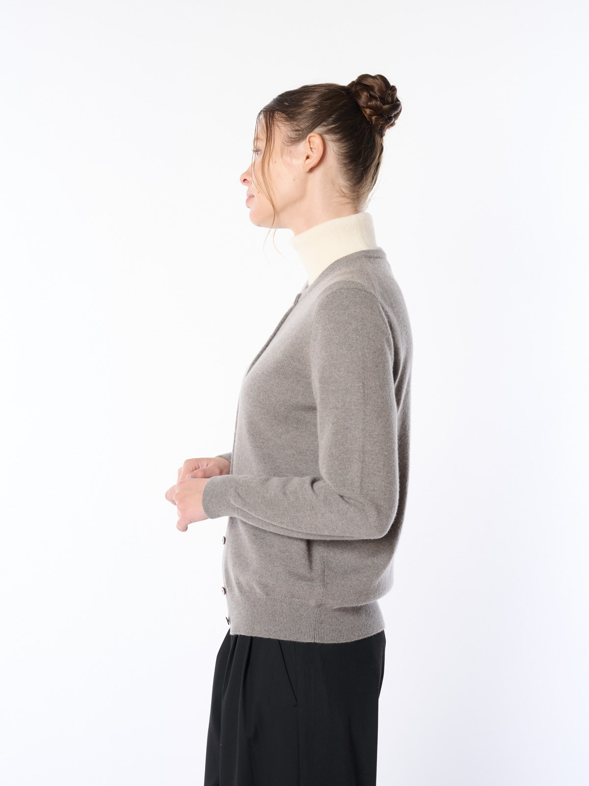 Cashmere 100% Crewneck Cardigan Rib Type