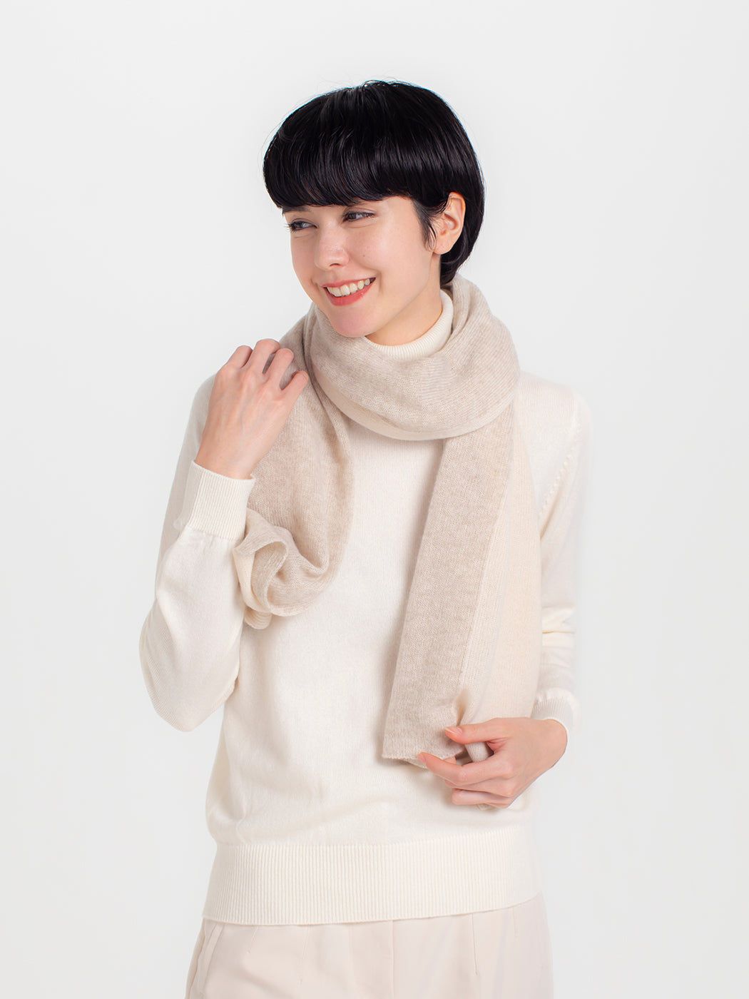 Angel cashmere knit stole bi-collar border