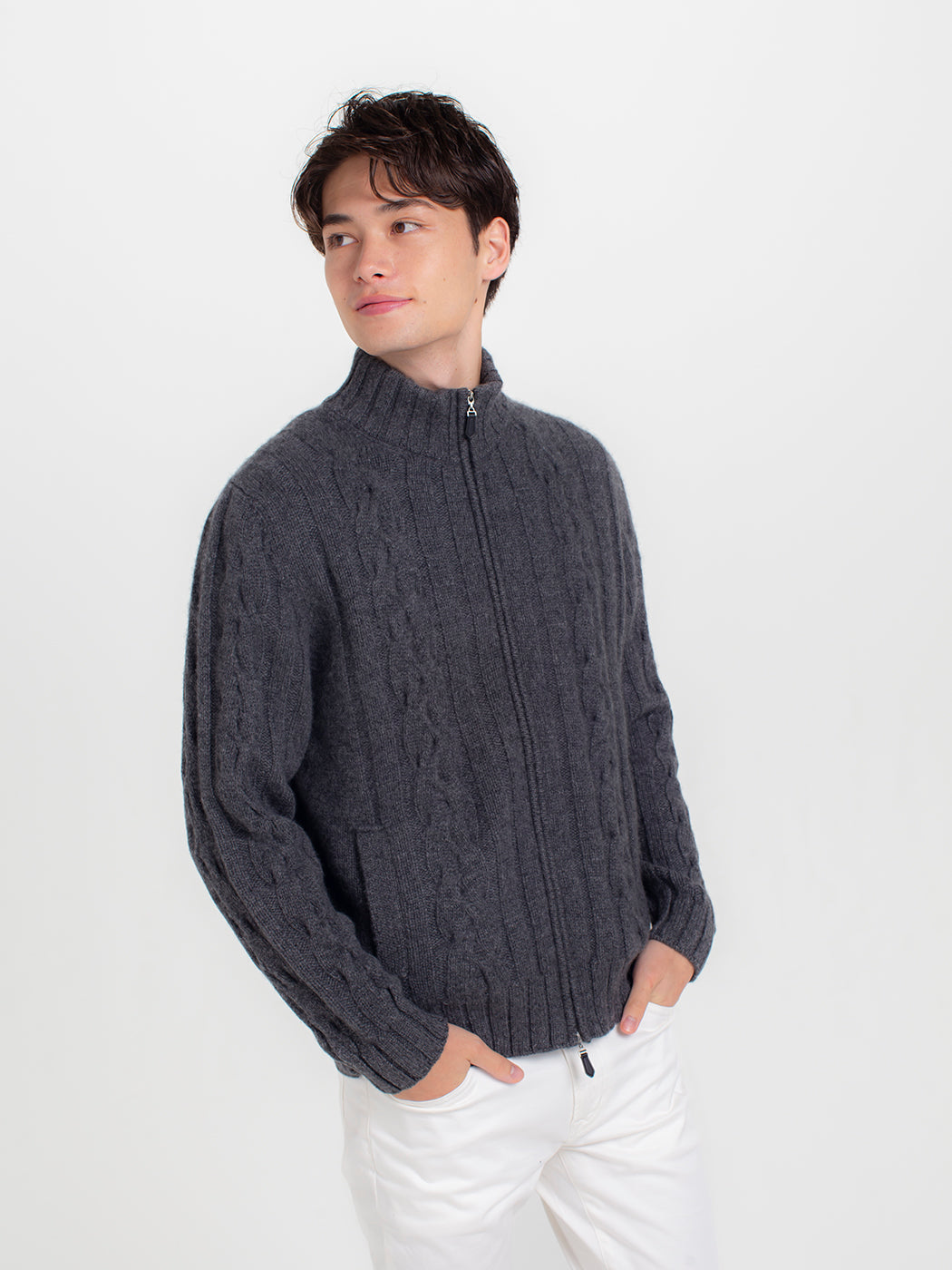 100% of cashmere cable knitting shawl collar cardigans