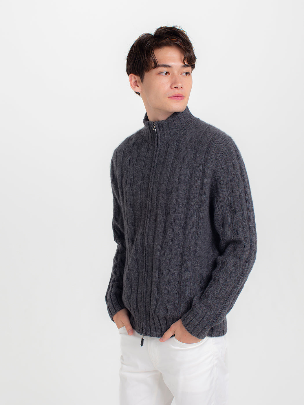 100% of cashmere cable knitting shawl collar cardigans