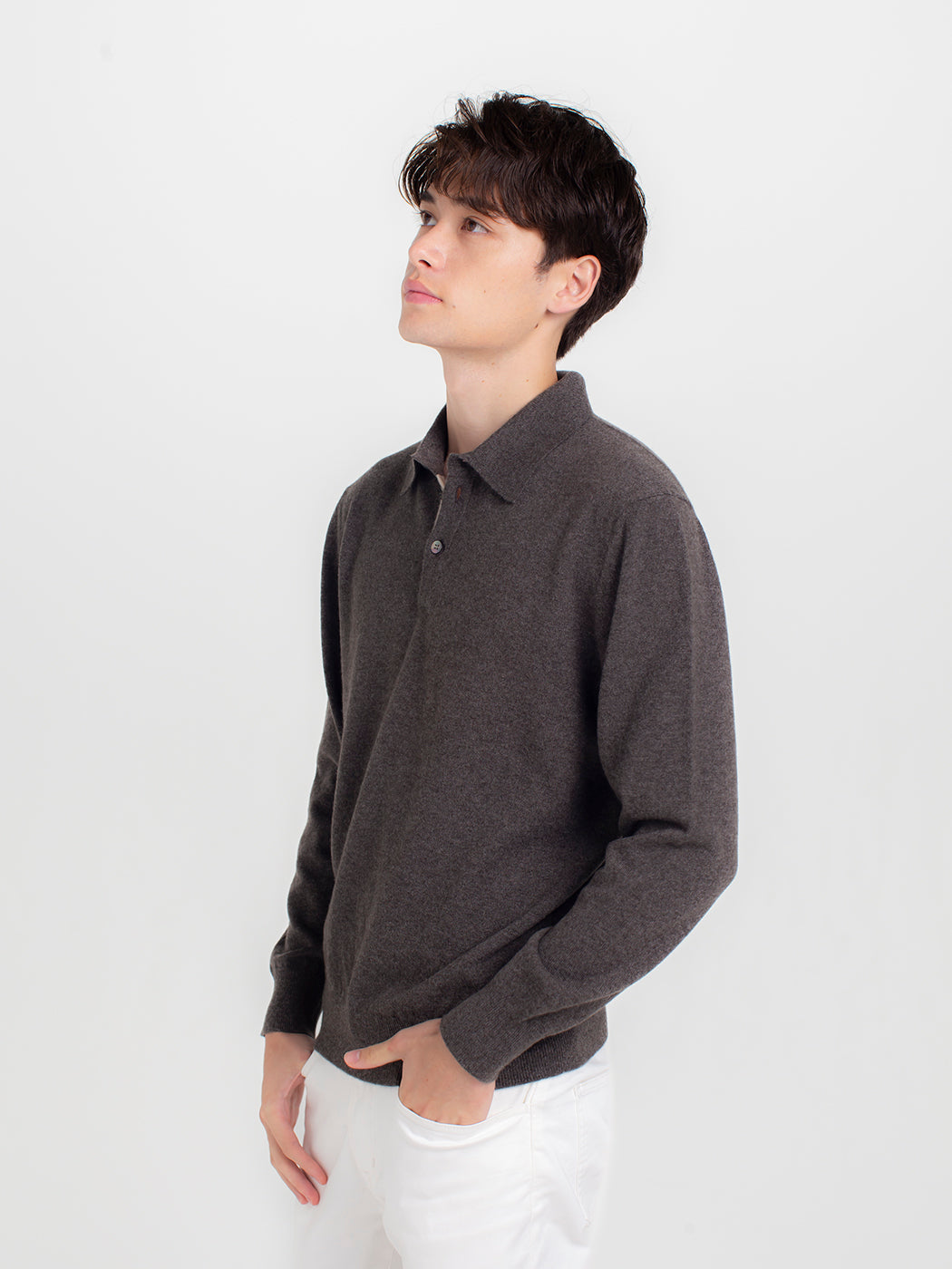 100% cashmere polo collar sweater