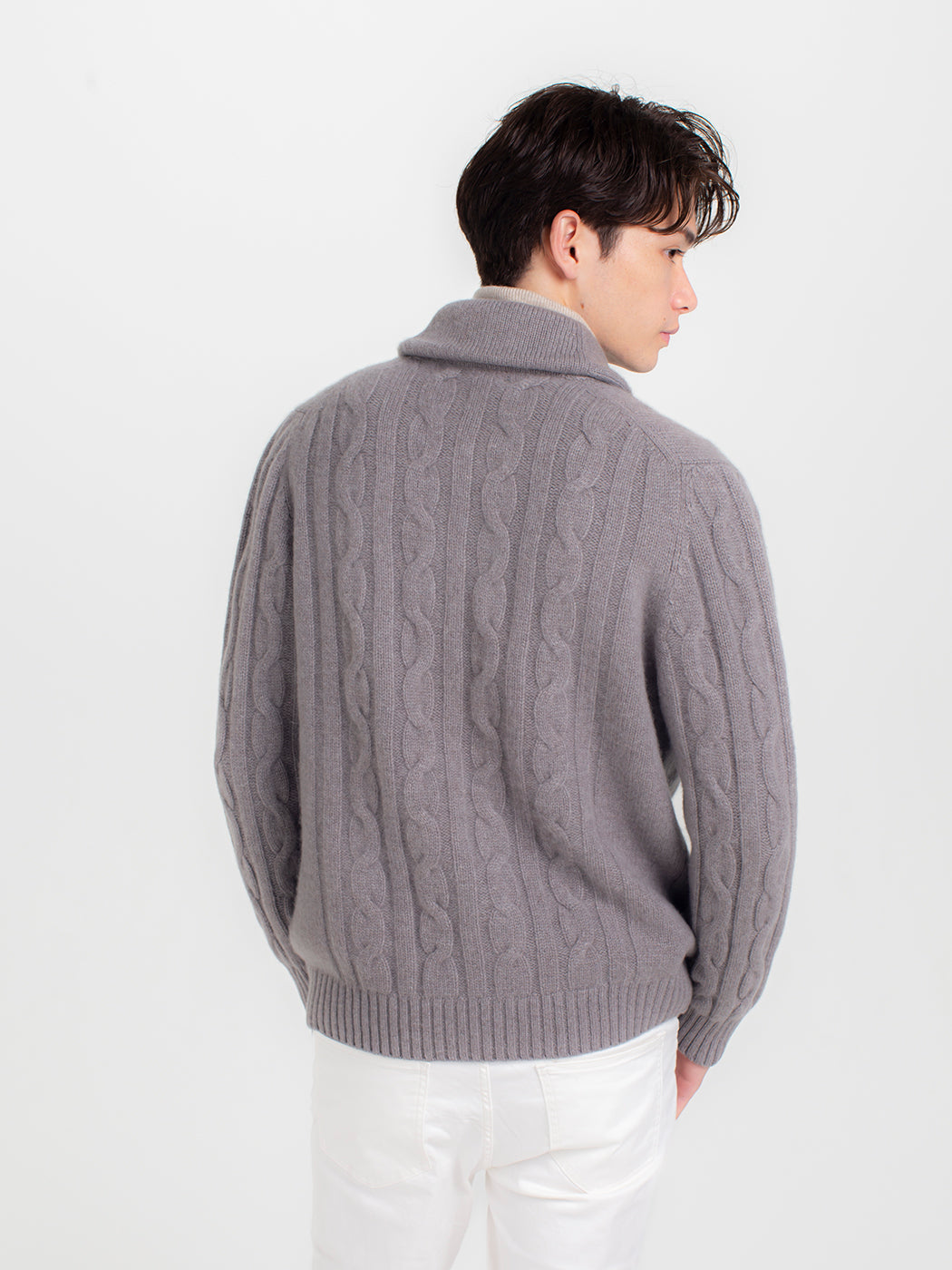 100% of cashmere cable knitting shawl collar cardigans