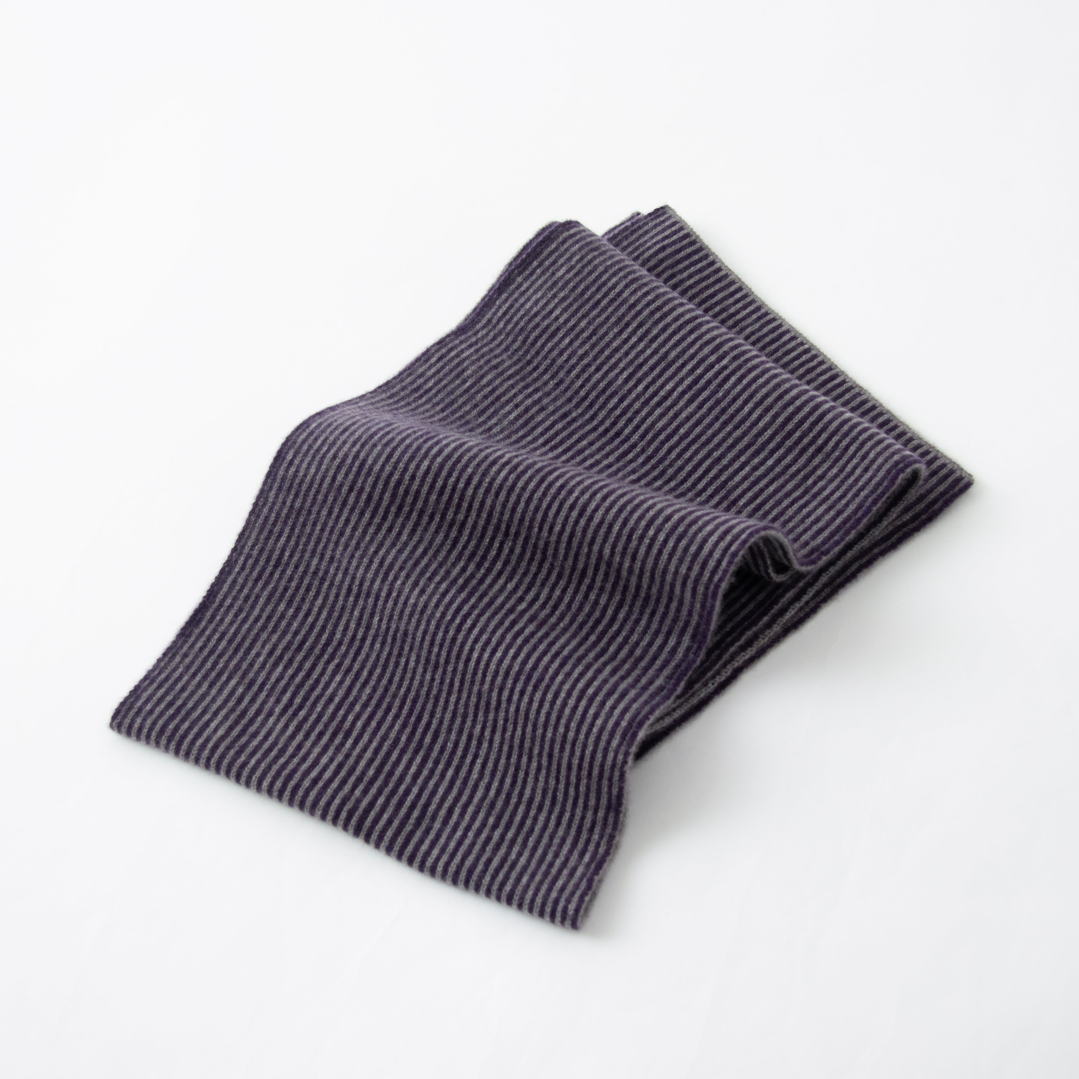【日本製】カシミヤ100% ストライプ ニットマフラー（170cm×22.5cm）レディース / メンズ
