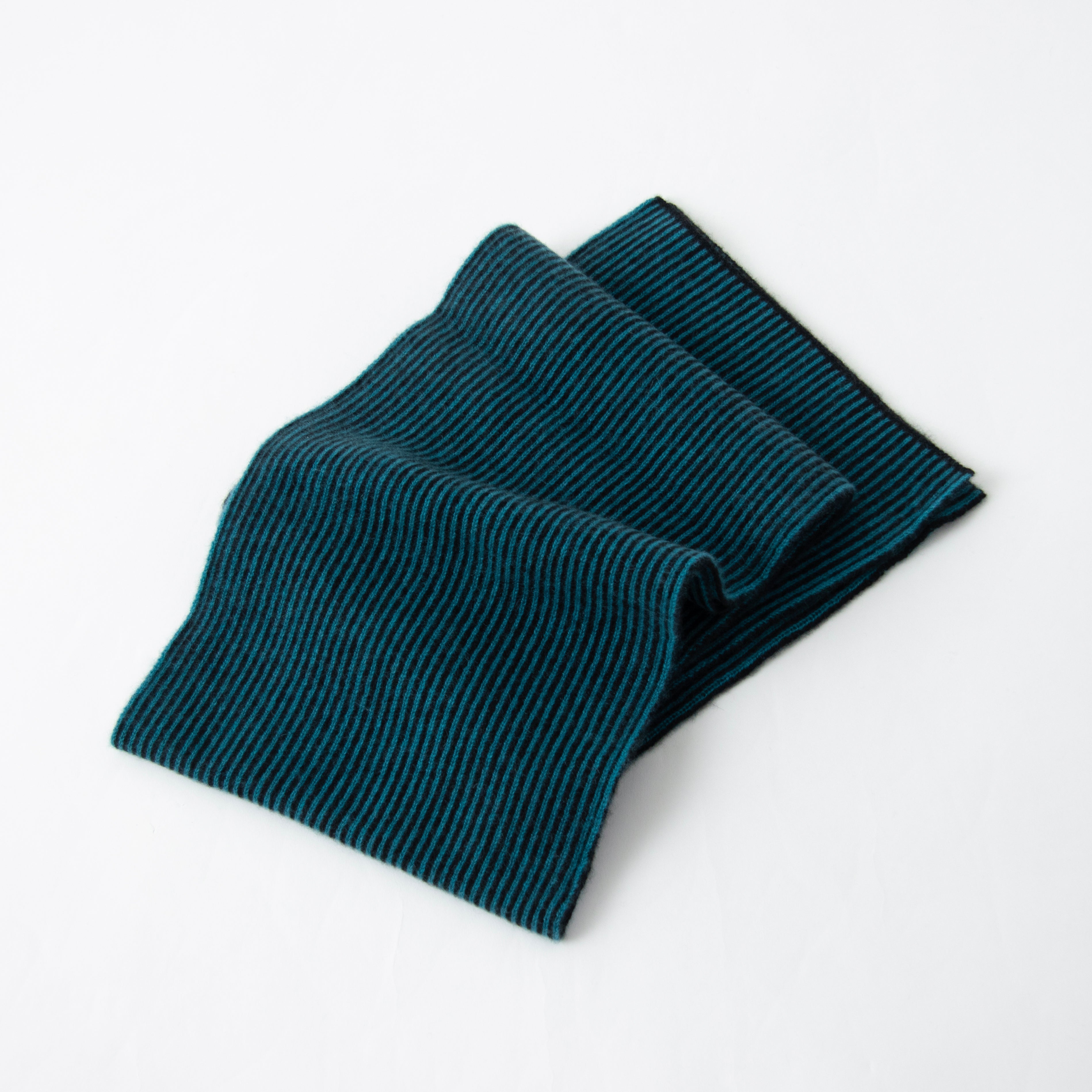 【日本製】カシミヤ100% ストライプ ニットマフラー（170cm×22.5cm）レディース / メンズ