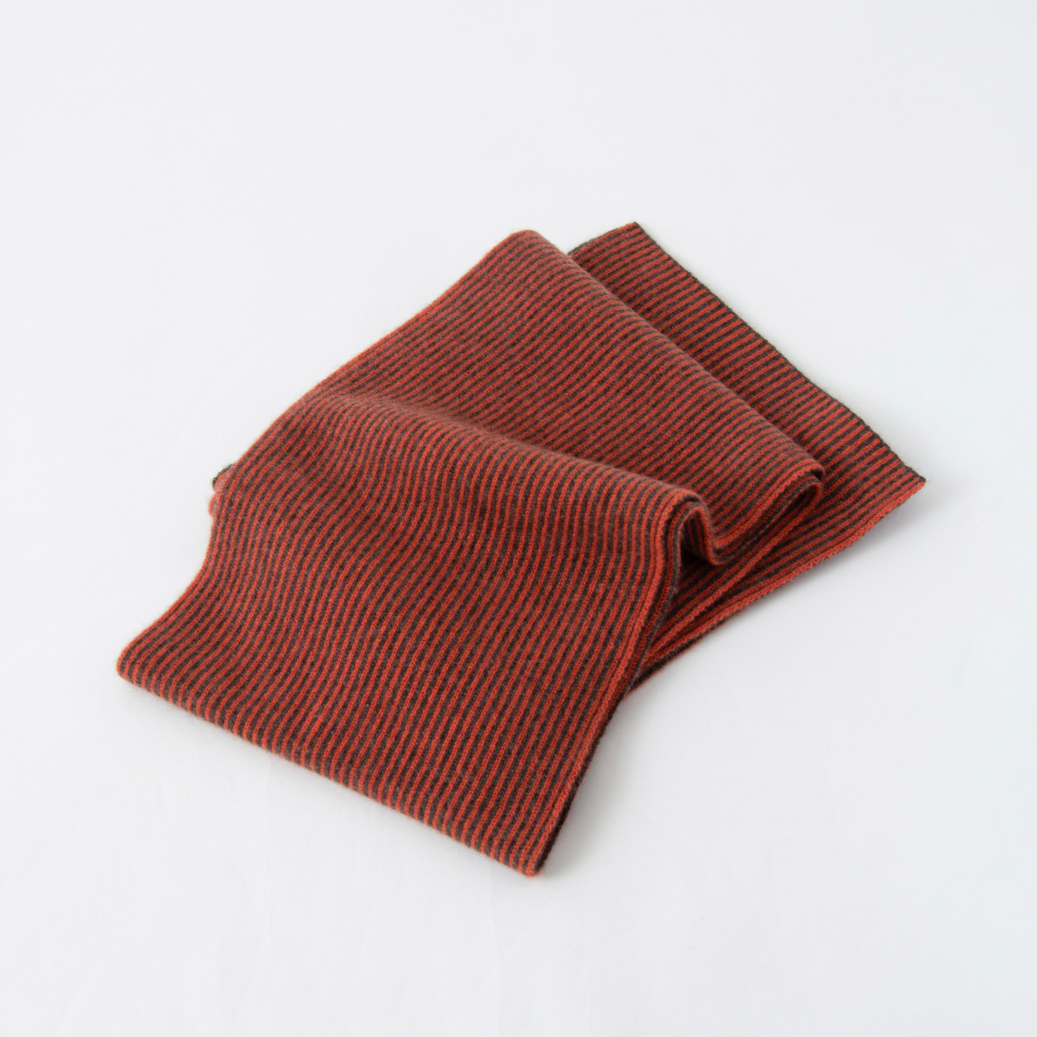 【日本製】カシミヤ100% ストライプ ニットマフラー（170cm×22.5cm）レディース / メンズ
