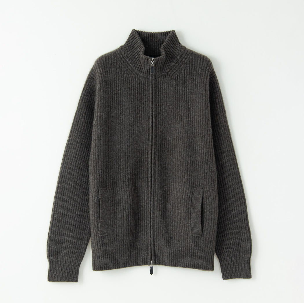 日本製】カシミヤ100% 両畦編み ジップ ジャケット メンズ