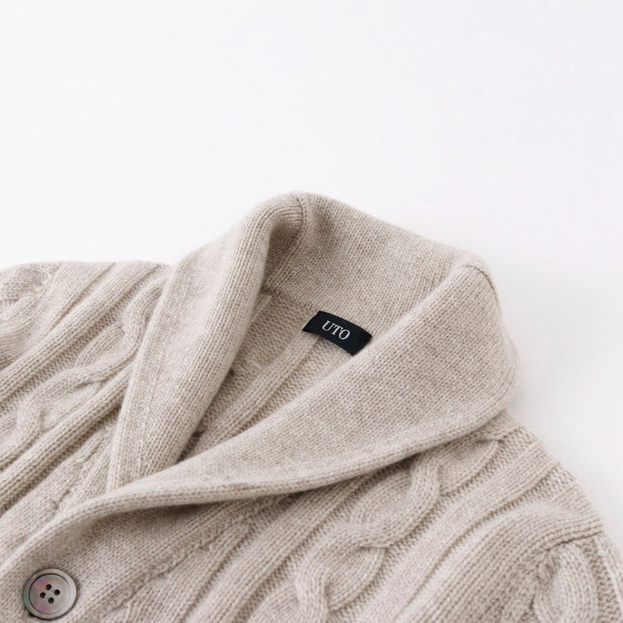 100% of cashmere cable knitting shawl collar cardigans
