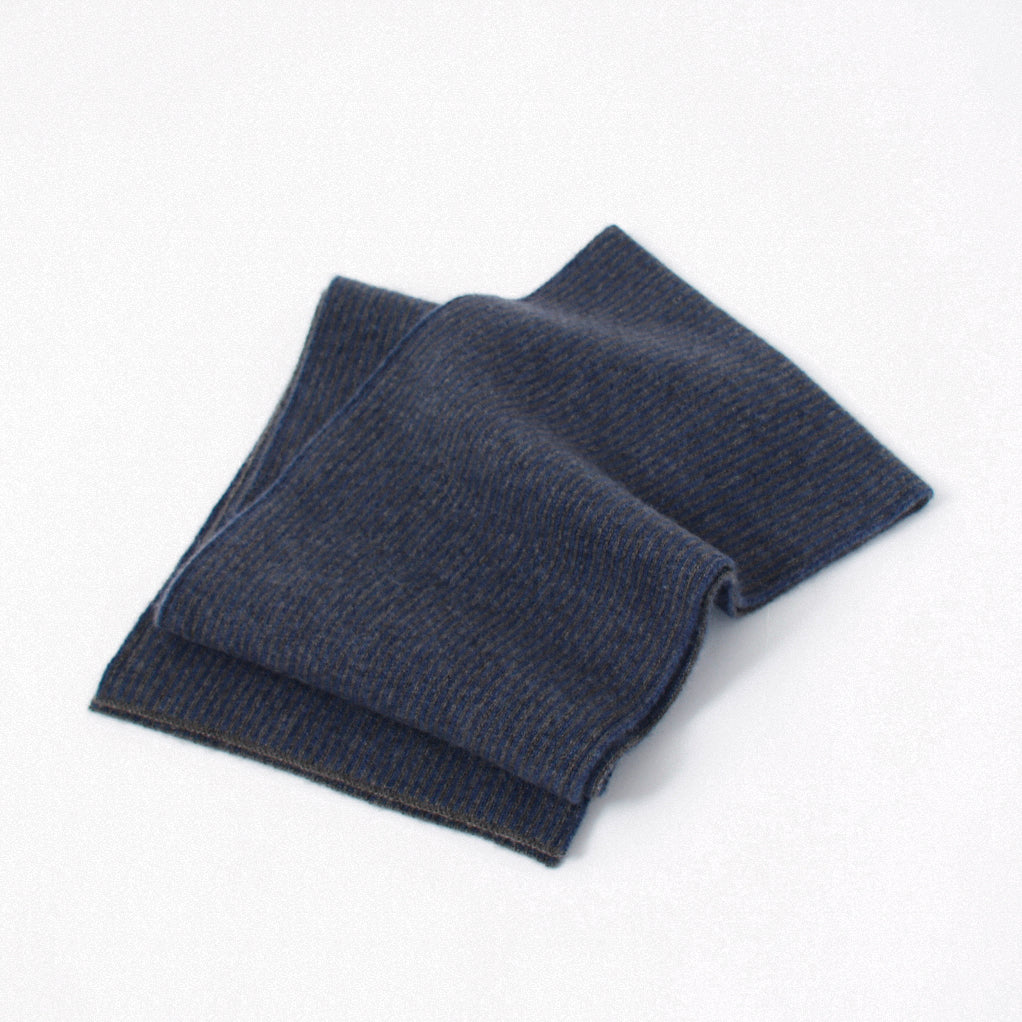 【日本製】カシミヤ100% ストライプ ニットマフラー（170cm×22.5cm）レディース / メンズ