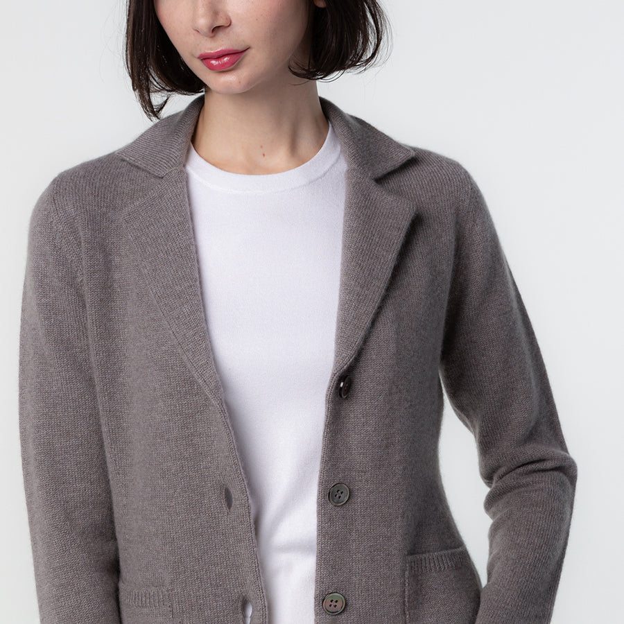 100% Cashmere Tailored Knit Jacket [Women's Made in Japan, Washable]